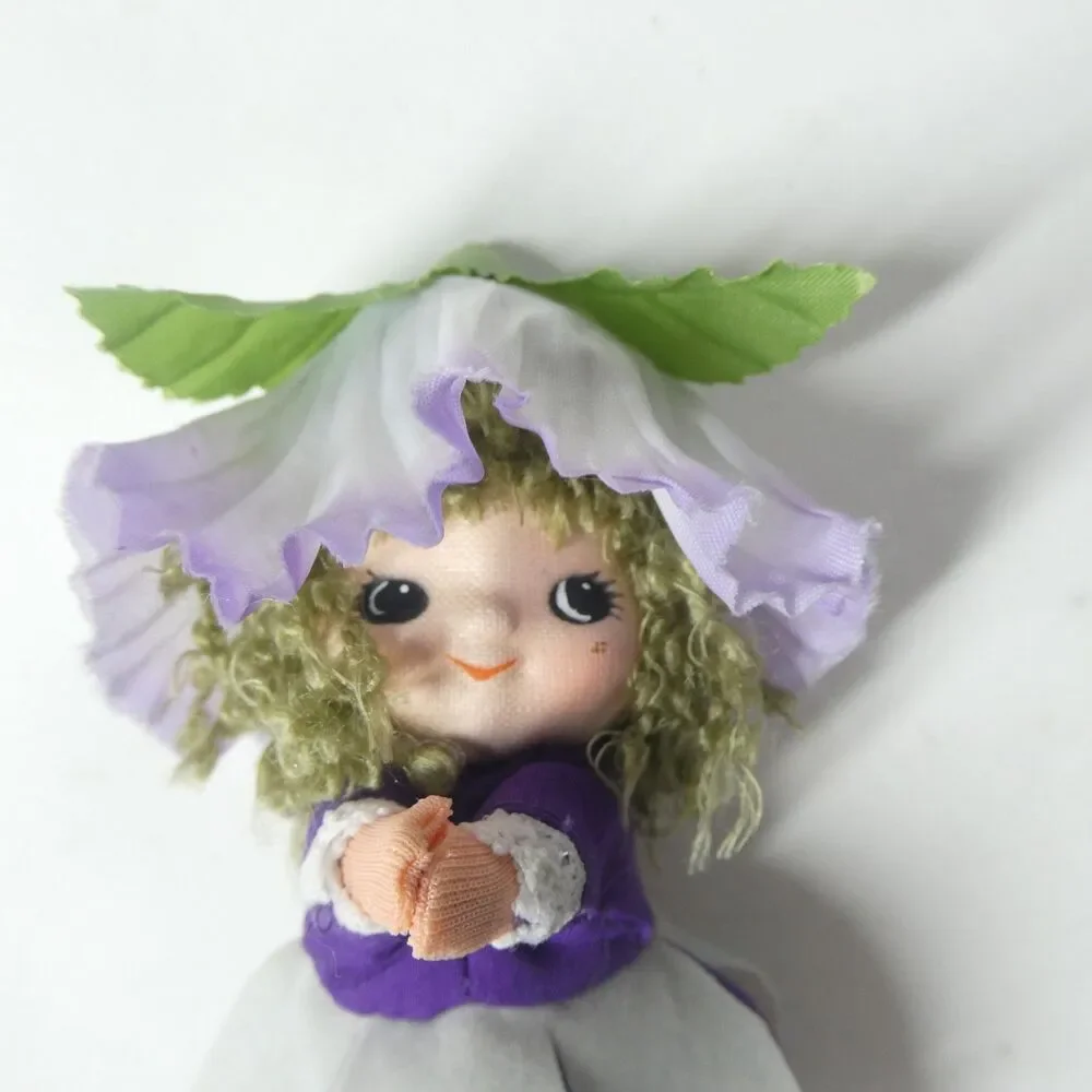 Flower Fairy Mini Doll Vintage Purple 1982 Sharpe Ltd. Korea 1980s